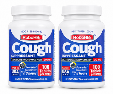 RoboHBr Cough Suppressant Dextromethorphan HBr 30 mg – 100 Tablets x 2 Bottles | 200 Tablets