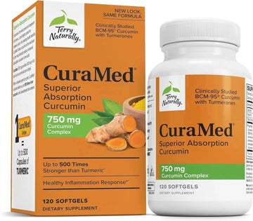 Terry Naturally CuraMed Curcumin 750mg, 120 Softgels – Superior Absorption Antioxidant Supplement