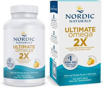 Nordic Naturals Ultimate Omega 2X 120 Soft Gels – 2150 mg Omega-3 Fish Oil, EPA & DHA, Lemon