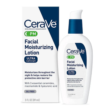 CeraVe PM Facial Moisturizing Lotion – Ultra Lightweight, 3 fl oz / 89 mL