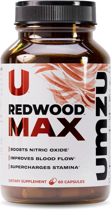 UMZU Redwood MAX Nitric Oxide Booster, 60 Capsules – Blood Flow & Circulation Support with Tart Cherry