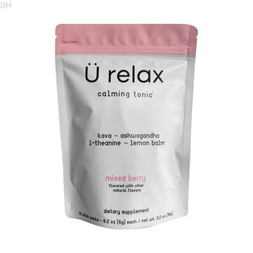 Ü Relax Calming Tonic Mixed Berry – Kava, Ashwagandha, L-Theanine & Lemon Balm – 15 Stick Packs