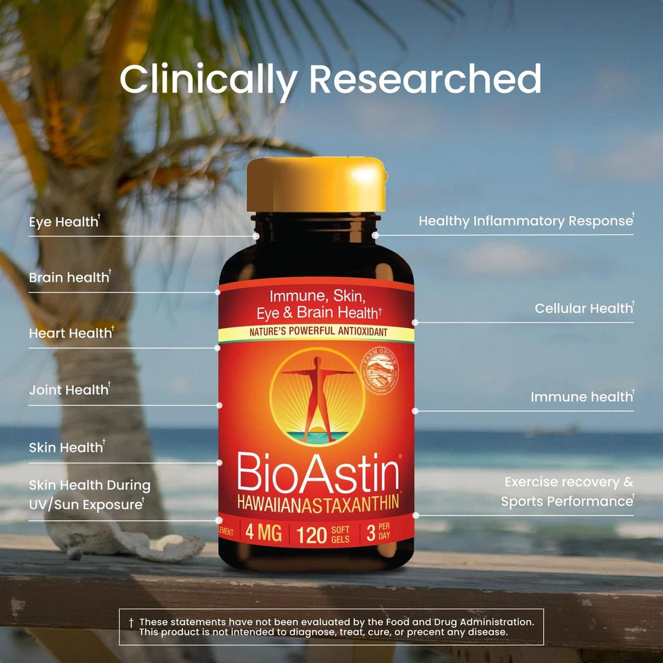 BioAstin Hawaiian Astaxanthin 4mg, 120 Softgels – Antioxidant Dietary Supplement for Daily Wellness