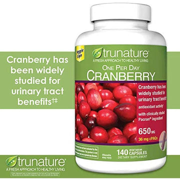 trunature Cranberry 650mg, 140 Vegetarian Capsules – Urinary Tract & Antioxidant Support Supplement
