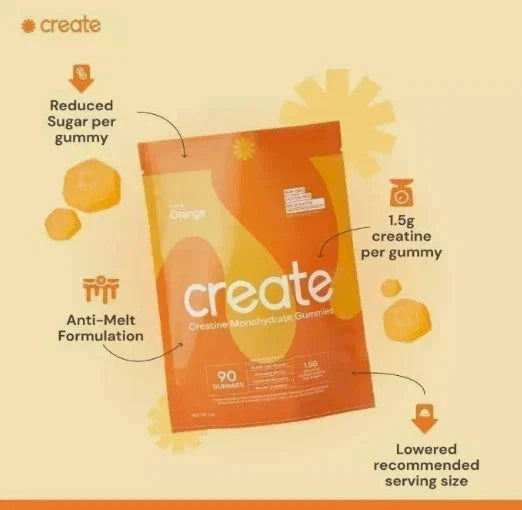 Creatine Monohydrate Gummies for Men & Women – Orange Flavor, 90 Count